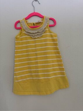 Hanna Andersson- Yellow Striped Tank Top with Lace Detail